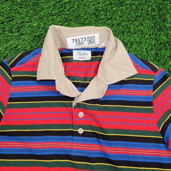 Vintage Puritan Stripes Polo Shirt Womens M/L 18x27 ENRO - Picture 10 of 12